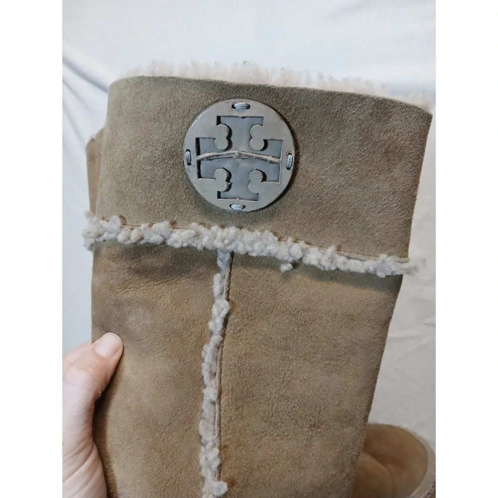 Tory‎ Burch Kids Tan Suede amelie Shearling Lined Boots size 2